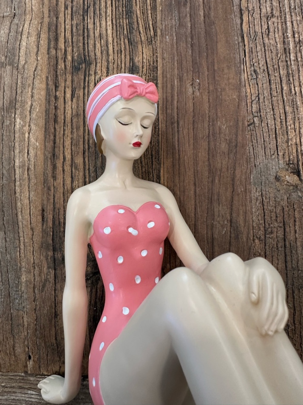 Pink Polka Dot Bathing Beauty Figurine - Picture 2 of 7